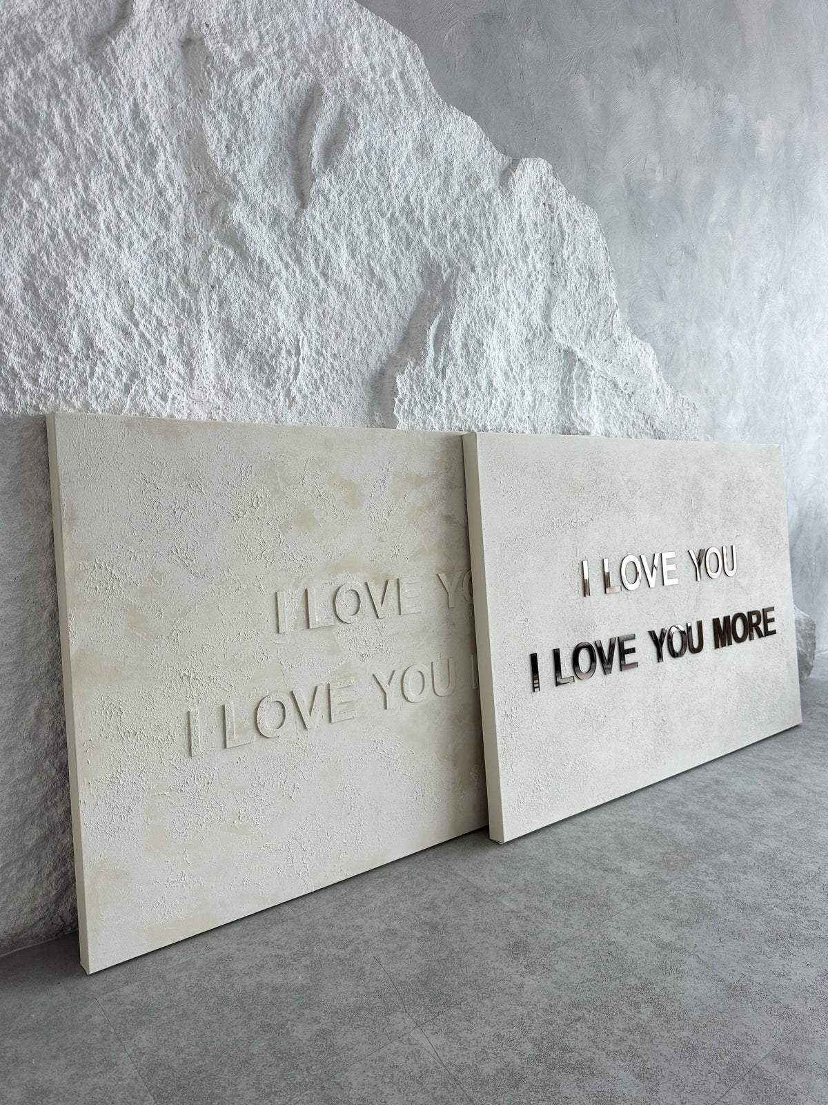 I LOVE YOU // I LOVE YOU MORE - SOFT & IVORY WASH - 80x120cm